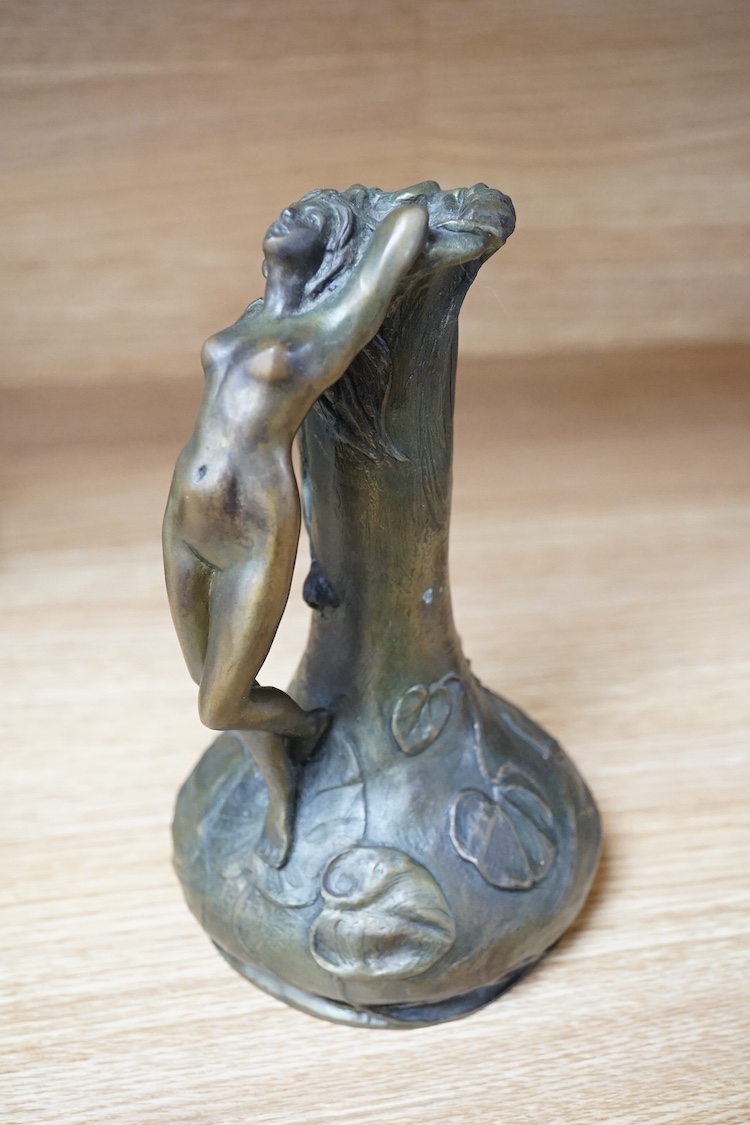 A bronze Art Nouveau-style figural ewer, 20cm high. Condition - fair/good